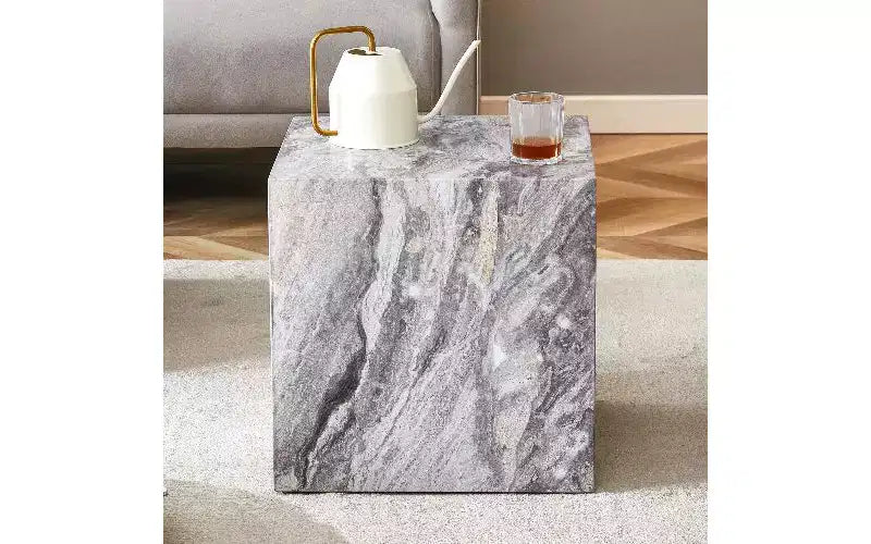 Tavolino da caffè in MDF con texture naturale TUYOHW, Tavolino centrale di facile montaggio per soggiorno, Tavolino d'accento di lusso per soggiorno, Tavolino a cubo