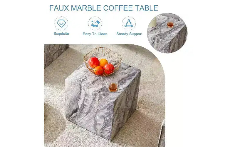 Tavolino da caffè in MDF con texture naturale TUYOHW, Tavolino centrale di facile montaggio per soggiorno, Tavolino d'accento di lusso per soggiorno, Tavolino a cubo