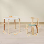 Set 5 pezzi tavolo e sedie in legno per bambini età 3-8 anni Legno naturale