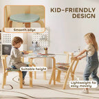 Set 5 pezzi tavolo e sedie in legno per bambini età 3-8 anni Legno naturale