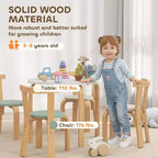 Set 5 pezzi tavolo e sedie in legno per bambini età 3-8 anni Legno naturale