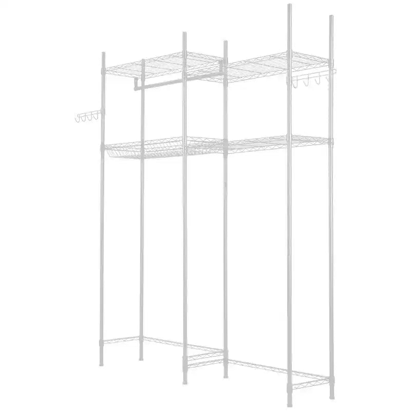 VIYET 4-Tier Over Washer Dryer Storage Shelf,Adjustable with Hanger Rod & Hooks,White Laundry Space Saver