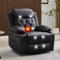 Recliner Chair for Living Room  Oversized PU Leather Seat, Massage & Lumbar Heating, Dual Cup Holders, Side Storage Pockets