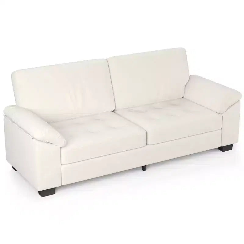 90 Velvet 3-Seater Sofa  Oversized Beige Loveseat with Button Tufting, Plush Armrests & Spacious Seating for Living Room