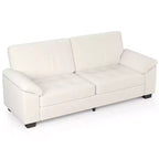 90 Velvet 3-Seater Sofa  Oversized Beige Loveseat with Button Tufting, Plush Armrests & Spacious Seating for Living Room