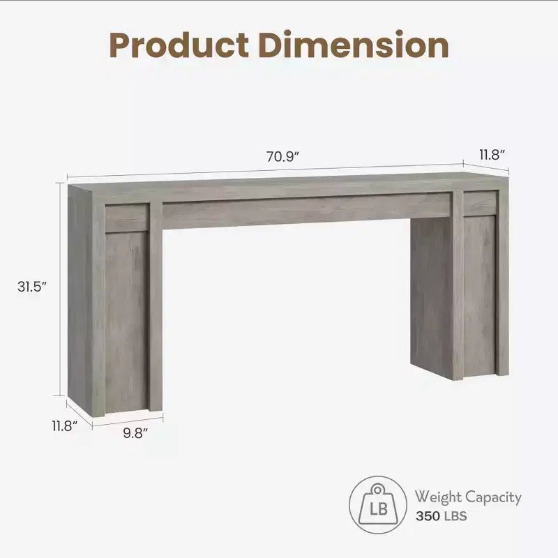 Consolle Extra-Lunga da 70" con Tavolo da Divano in Legno per Dietro il Divano, Ingresso, Foyer e Corridoio