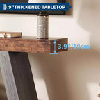 Tavolo da divano a 2 ripiani con mensole aperte, consolle stretta da 140 cm in stile rustico, tavolo d'ingresso industriale in legno