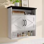 Bathroom Wall Cabinet - Medicine Cabinet with Barn Doors & Adjustable Shelf - 25x23.6x9 Inch Wall Cabinet for Bathroom Kitchen Laundry Room Entryway