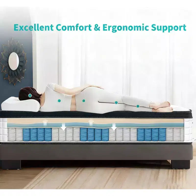 Materasso ibrido Twin XL da 12 pollici, Memory Foam e molle insacchettate individuali, fodera traspirante e fresca, certificazione CertiPUR-US