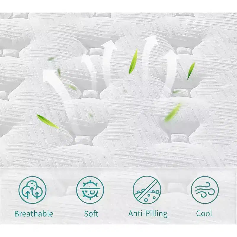Materasso ibrido Twin XL da 12 pollici, Memory Foam e molle insacchettate individuali, fodera traspirante e fresca, certificazione CertiPUR-US