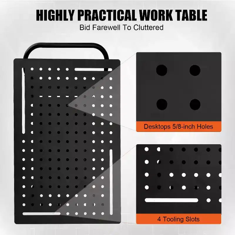 Banco da saldatura, banco da saldatura per impieghi gravosi 36X24, panca in acciaio con ruote, contenitore e pannello forato, portatile per officina di hobbisti