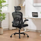 Sedia da ufficio ergonomica con braccioli ribaltabili e supporto lombare, sedia da gaming con seduta ampia per studio/camera da letto/ufficio domestico