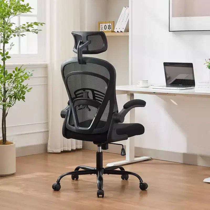 Sedia da ufficio ergonomica con braccioli ribaltabili e supporto lombare, sedia da gaming con seduta ampia per studio/camera da letto/ufficio domestico