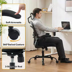 Sedia da ufficio ergonomica con braccioli ribaltabili e supporto lombare, sedia da gaming con seduta ampia per studio/camera da letto/ufficio domestico