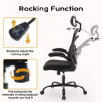 Sedia da ufficio ergonomica con braccioli ribaltabili e supporto lombare, sedia da gaming con seduta ampia per studio/camera da letto/ufficio domestico