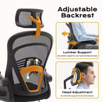 Sedia da ufficio ergonomica con braccioli ribaltabili e supporto lombare, sedia da gaming con seduta ampia per studio/camera da letto/ufficio domestico