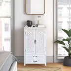 Mobile contenitore alto con cassetti, mobile dispensa d'accento con ante intagliate, credenza per camera da letto, soggiorno, ingresso - Panipeachy