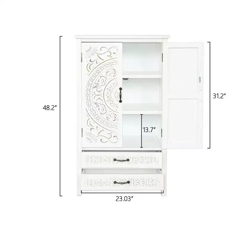 Mobile contenitore alto con cassetti, mobile dispensa d'accento con ante intagliate, credenza per camera da letto, soggiorno, ingresso - Panipeachy