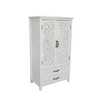 Mobile contenitore alto con cassetti, mobile dispensa d'accento con ante intagliate, credenza per camera da letto, soggiorno, ingresso - Panipeachy