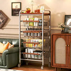 Carrello da Cucina in Metallo AEELLEEA con Cesti in Filo Metallico e Ruote, Carrello Portatutto Mobile Multiuso per Dispensa, Angolo Caffè, Bagno, Ufficio
