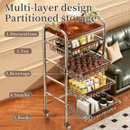 Carrello da Cucina in Metallo AEELLEEA con Cesti in Filo Metallico e Ruote, Carrello Portatutto Mobile Multiuso per Dispensa, Angolo Caffè, Bagno, Ufficio