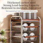 Carrello da Cucina in Metallo AEELLEEA con Cesti in Filo Metallico e Ruote, Carrello Portatutto Mobile Multiuso per Dispensa, Angolo Caffè, Bagno, Ufficio