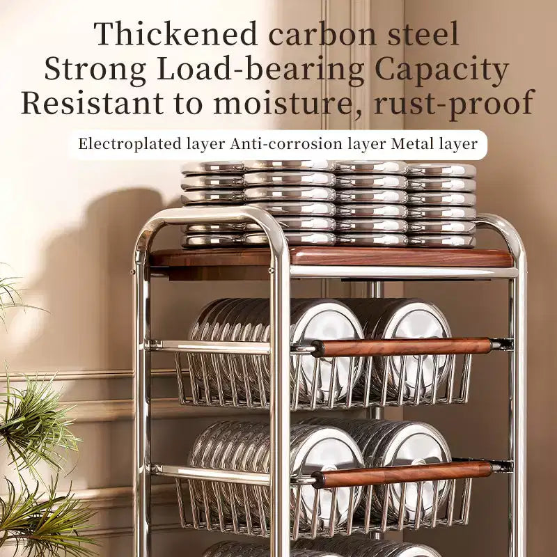 Carrello da Cucina in Metallo AEELLEEA con Cesti in Filo Metallico e Ruote, Carrello Portatutto Mobile Multiuso per Dispensa, Angolo Caffè, Bagno, Ufficio
