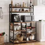 COZONY 5-Tier Bakers Rack w/ Wire Basket, Microwave Stand w/ Power Outlets & Open Kitchen Shelving