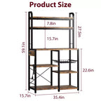 COZONY Scaffale da Forno a 5 Ripiani con Cesto in Filo, Supporto per Microonde con Prese di Corrente e Scaffali aperti per Cucina