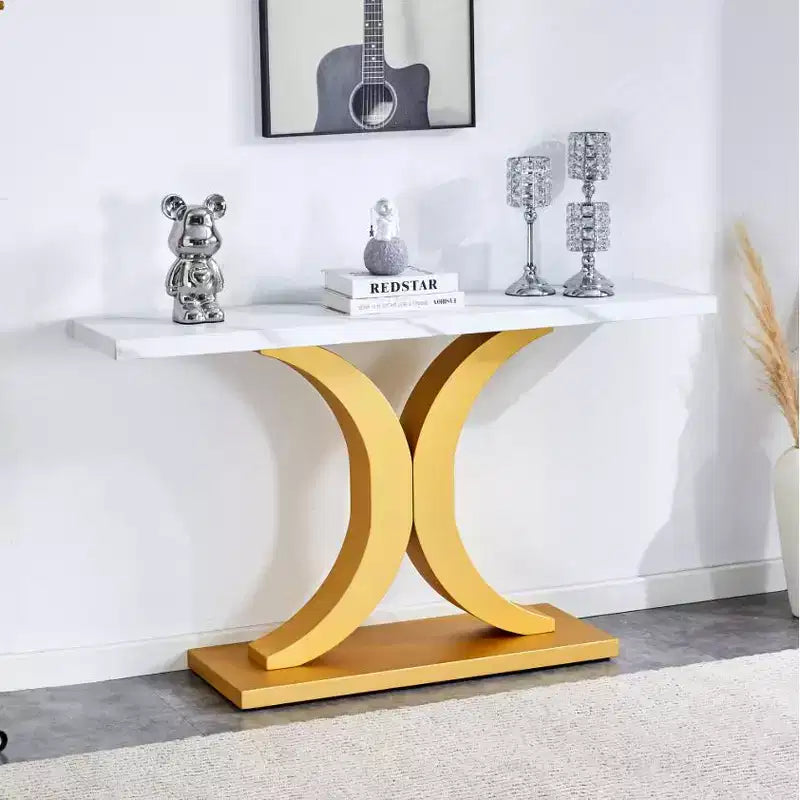 Modern Gray Console Table, MDF Top, for Entryway & Living Room
