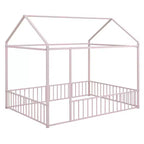 Luxystar - Struttura letto a casetta in metallo full-size con recinzione per bambini e ragazzi