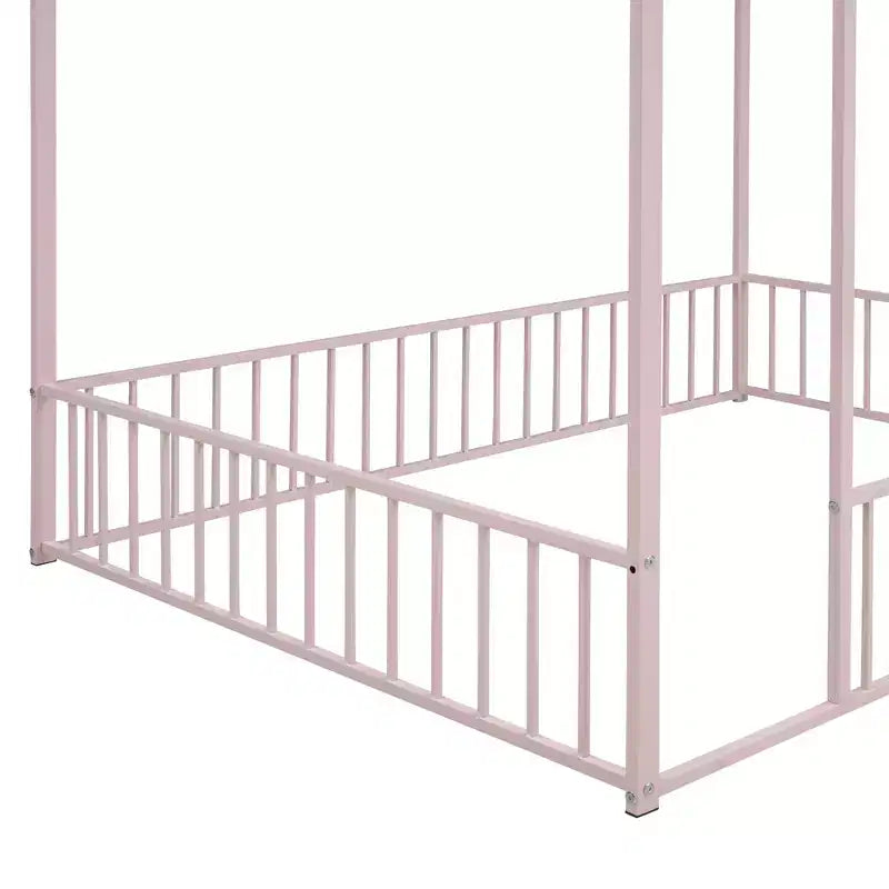 Luxystar - Struttura letto a casetta in metallo full-size con recinzione per bambini e ragazzi
