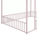 Luxystar - Struttura letto a casetta in metallo full-size con recinzione per bambini e ragazzi