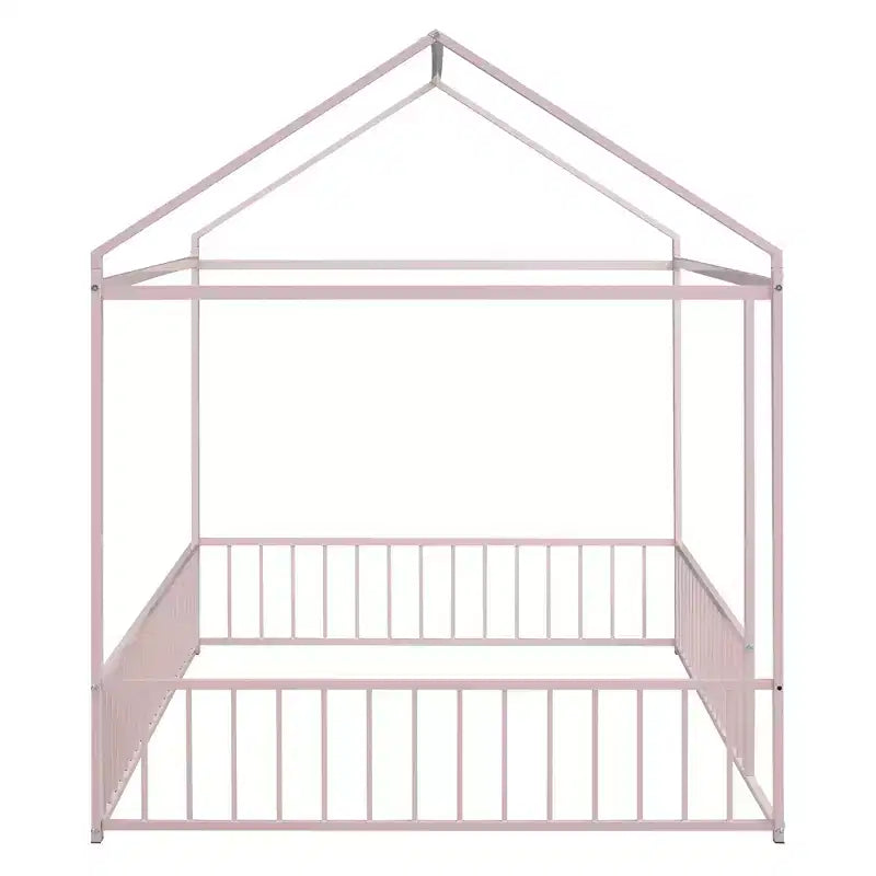 Luxystar - Struttura letto a casetta in metallo full-size con recinzione per bambini e ragazzi