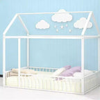 Luxystar - Struttura letto a casetta in metallo full-size con recinzione per bambini e ragazzi