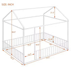Luxystar - Struttura letto a casetta in metallo full-size con recinzione per bambini e ragazzi