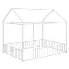 Luxystar - Struttura letto a casetta in metallo full-size con recinzione per bambini e ragazzi