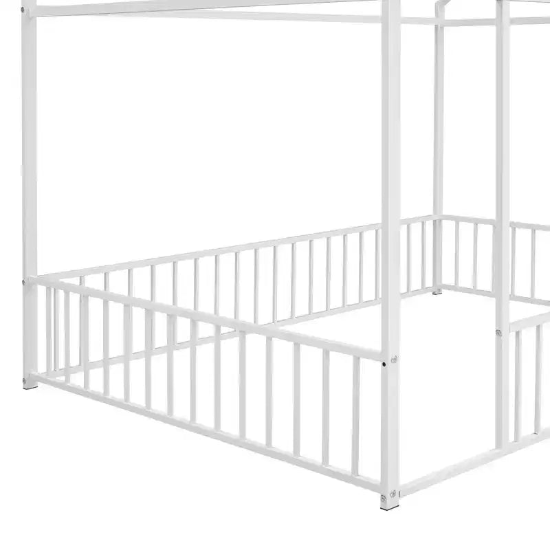 Luxystar - Struttura letto a casetta in metallo full-size con recinzione per bambini e ragazzi