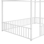 Luxystar - Struttura letto a casetta in metallo full-size con recinzione per bambini e ragazzi
