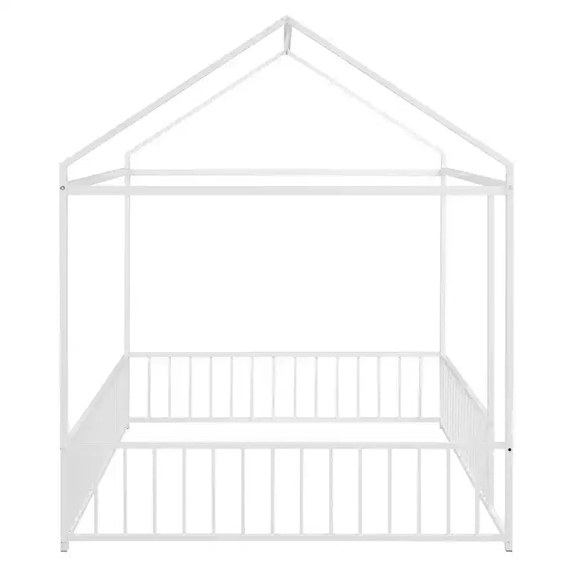 Luxystar - Struttura letto a casetta in metallo full-size con recinzione per bambini e ragazzi