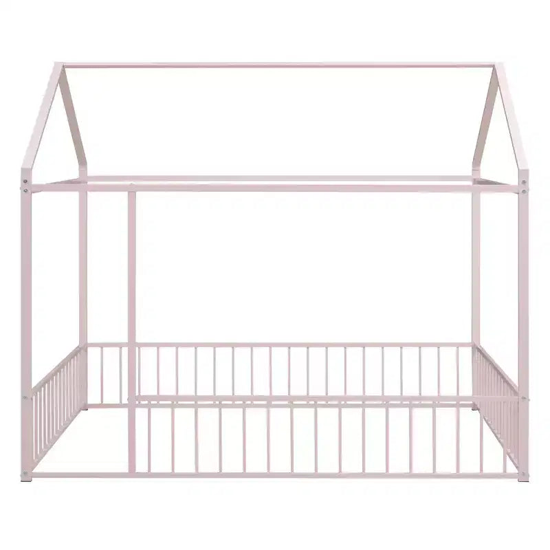 Luxystar - Struttura letto a casetta in metallo full-size con recinzione per bambini e ragazzi