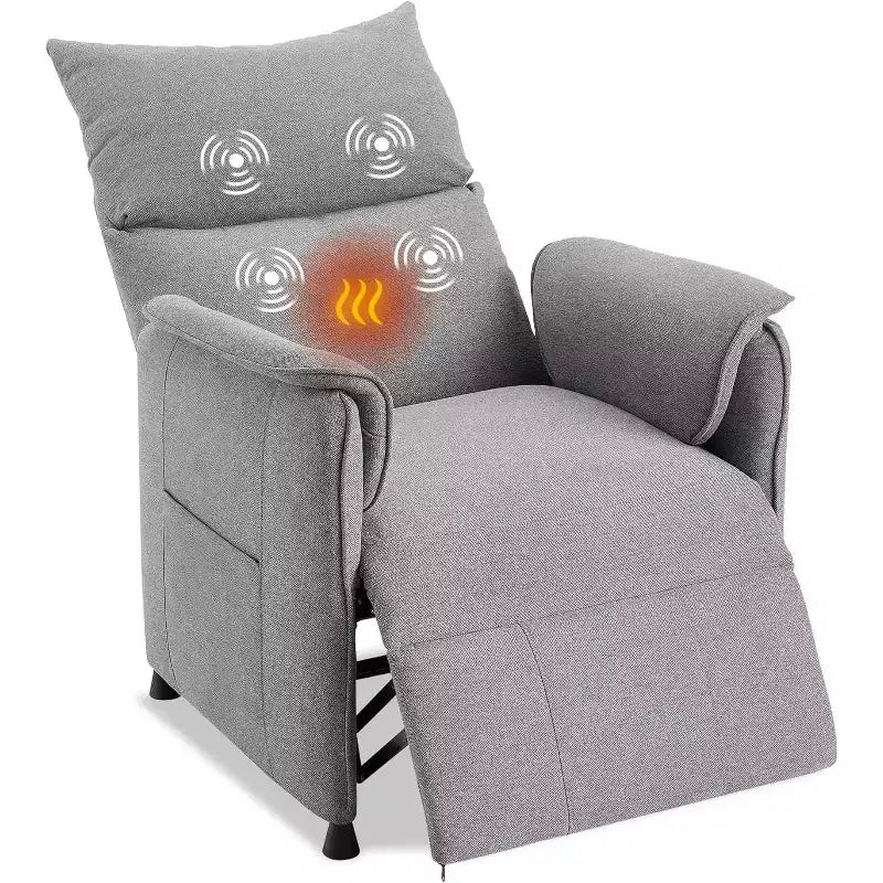 Recliner Chair with Massage and Heat, Adjustable Single Recliners Sofa with Remote Control Home Theater Seating &Armchair for Living Room, Grey