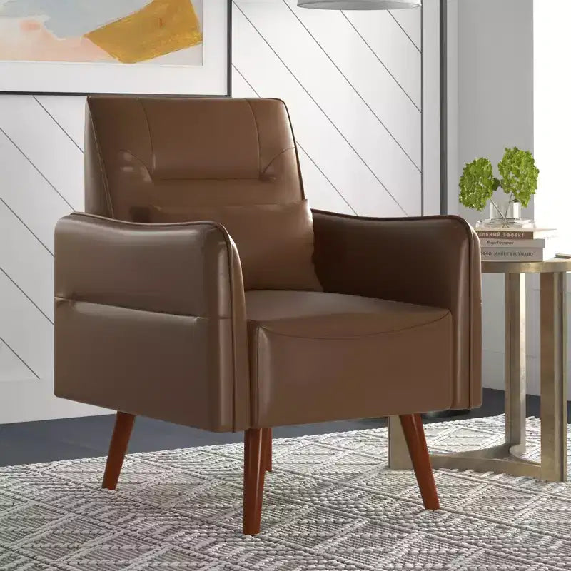 Bestier Modern Accent Chair with Upholstered Back & Curved Armrests for Multi-Room Use