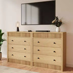 Cassettiera scanalata a 3 cassetti, comò alto 81 cm con pannello scanalato a doppia onda, mobile in legno per camera da letto, soggiorno, cameretta dei bambini