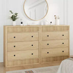 Cassettiera scanalata a 3 cassetti, comò alto 81 cm con pannello scanalato a doppia onda, mobile in legno per camera da letto, soggiorno, cameretta dei bambini