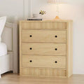Fluted 3 Drawer Dresser, 32in Tall 3 Chest of Drawers with Double Waveform Fluted Panel, Wooden Cabinet for Bedroom Living Room Nursery