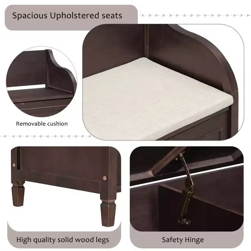 TUYOHW Panca Contenitore Pouf Contenitore con Vano Portaoggetti Panchina Imbottita con Cuscino Rimovibile Panca Porta Scarpe per Soggiorno, Camera da Letro, Ingresso