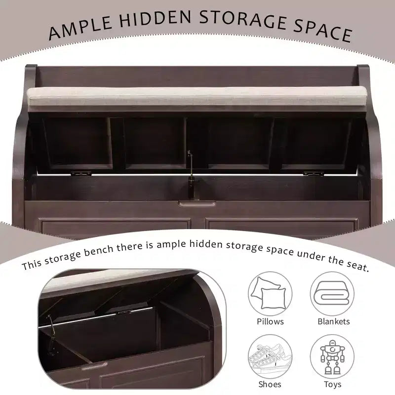TUYOHW Panca Contenitore Pouf Contenitore con Vano Portaoggetti Panchina Imbottita con Cuscino Rimovibile Panca Porta Scarpe per Soggiorno, Camera da Letro, Ingresso