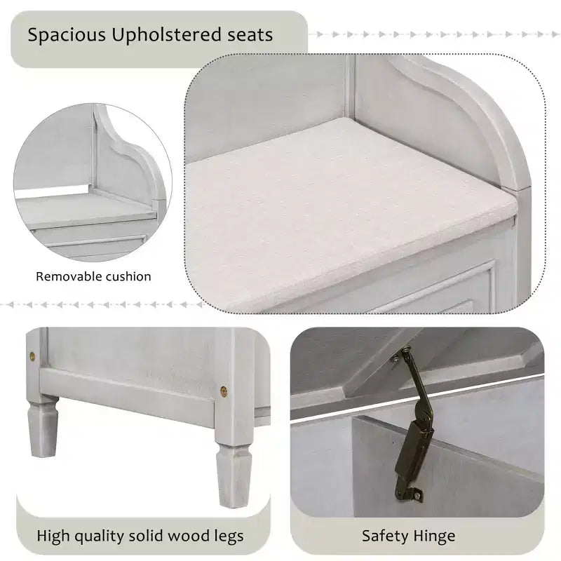 TUYOHW Panca Contenitore Pouf Contenitore con Vano Portaoggetti Panchina Imbottita con Cuscino Rimovibile Panca Porta Scarpe per Soggiorno, Camera da Letro, Ingresso