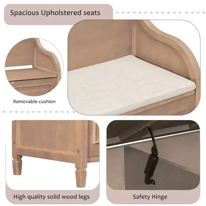 TUYOHW Panca Contenitore Pouf Contenitore con Vano Portaoggetti Panchina Imbottita con Cuscino Rimovibile Panca Porta Scarpe per Soggiorno, Camera da Letro, Ingresso